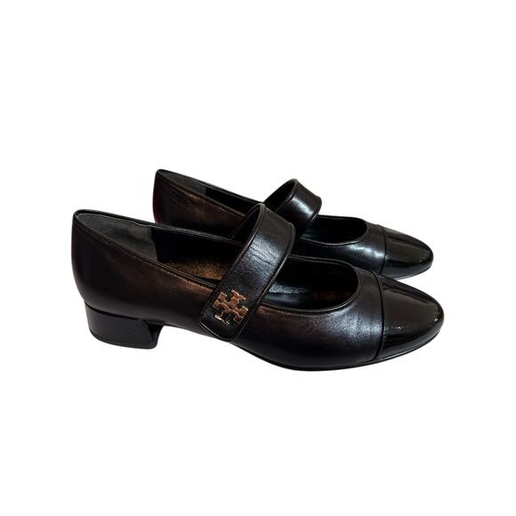 Tory Burch Women's Cap Toe Mary Jane Pump Low Heel Leather Classic Size 8 Black - Picture 3 of 8